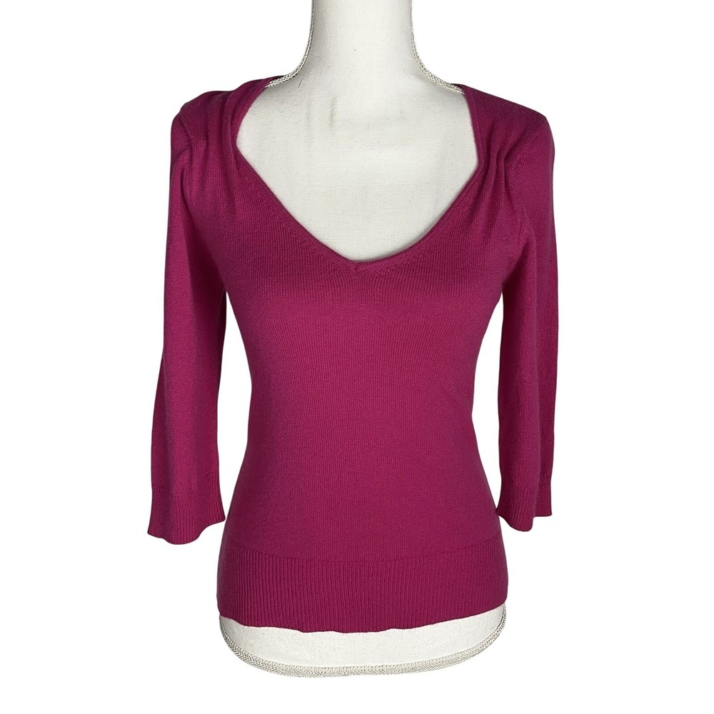 Betsey Johnson Soft Cashmere Pink Sweater 3/4 Sleeve Size L